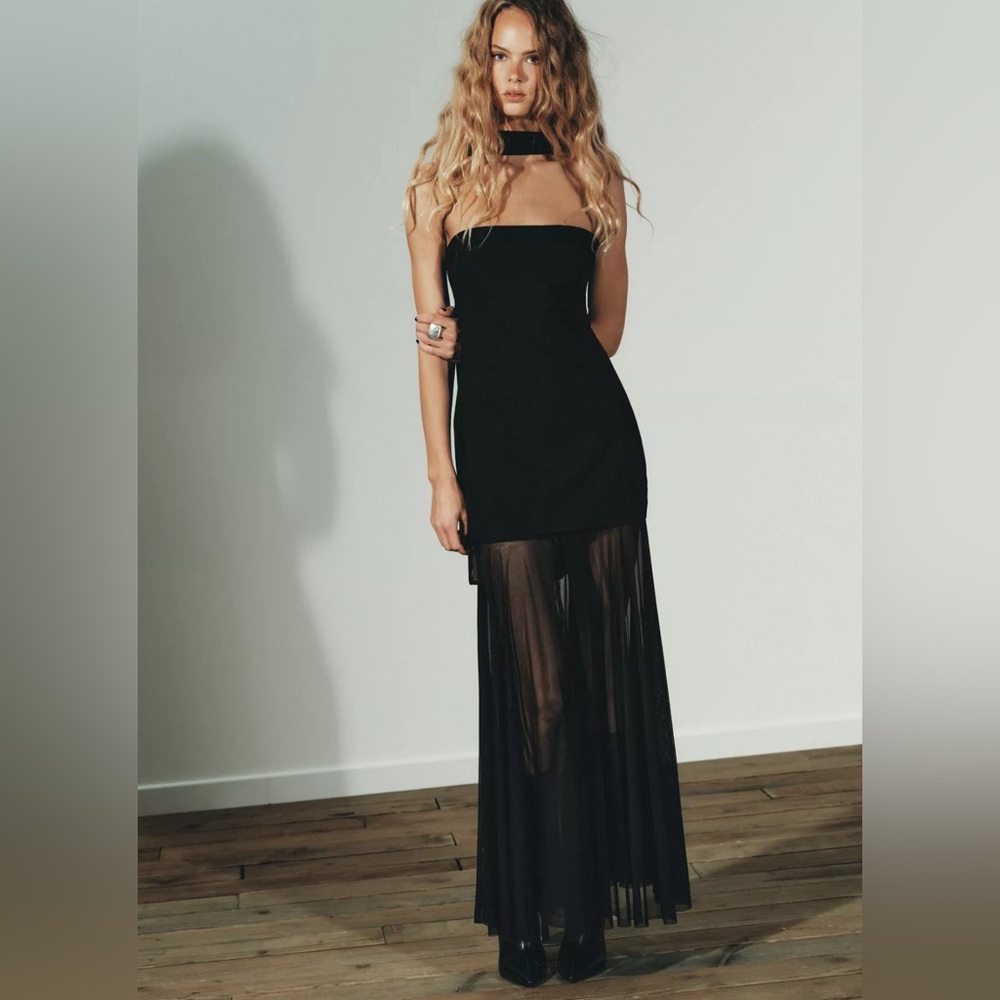 ZARA COMBINED DRESS WITH TRANSPARENCIES